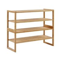 estanteria de bano de bambu cm 4 niveles apilable de madera marron claro uvalda