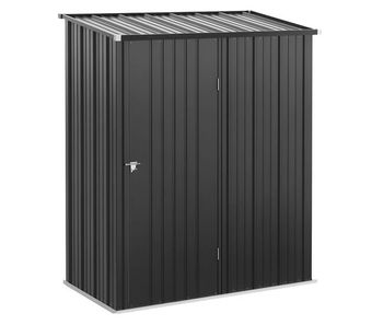 Outsunny cobertizo de jardín exterior 1,34 m² 161,5x94,5x196 cm caseta de jardín exterior metálica con 1 puerta y cerradura para almacenamiento de herramientas para patio terraza negro carbón