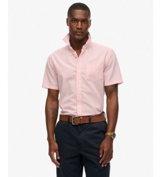 Superdry para hombre. M4011093A Camisa City Lino rosa (XL), Casual, Algodón, Manga corta