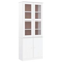 armario vitrina alta madera maciza pino blanco 77x35x1865cm vidaxl
