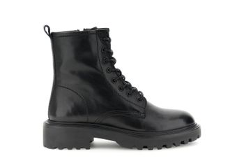botines de piel con cordones y cremallera black 36