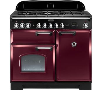 RANGEMASTER Classic Deluxe 100 Dual Fuel Range Cooker - Cranberry & Chrome, Cranberry