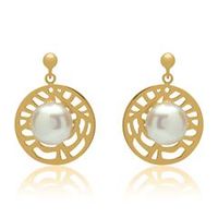 pendientes dorados perla ovalada plata 925