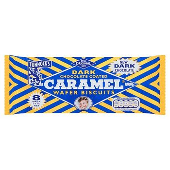 Tunnocks Dark Chocolate Caramel Wafer Biscuits 8 Pack