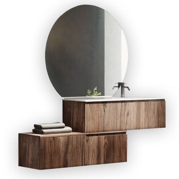 Composición Baño De Lavabo Recto 4 Piezas Venere Roble Rio En Mdf