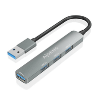 hub aisens usb 30 aluminio 1xusb30 ah 3xusb20 ah gris 10cm