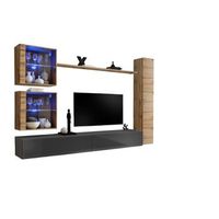 conjunto de muebles para salon mural switch xviii diseno color gris brillante y roble wotan