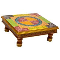 mesa auxiliar de madera pintado a mano 38x38x14