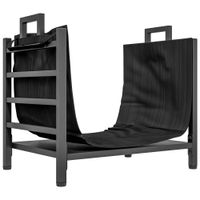 outsunny porta lena para exterior e interior en acero con bolsa de transporte en tejido oxford 600d 49x34x44 cm negro   aosom espana