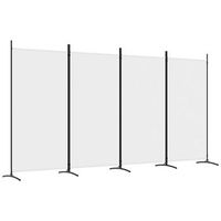 biombo separador de ambientes 4 paneles 346 x 180 cm tela blanca y hierro dec030841