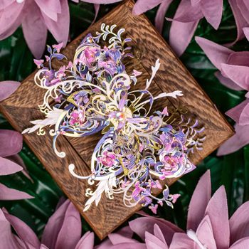 Rompecabezas Metálico 3D MU Butterfly Love Flower, Juguete de Rompecabezas DIY, Imán para Refrigerador, Decoración de Escritorio, Alivio del Estrés, Regalo