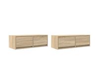 muebles de tv - mesas de tv 2 uds roble sonoma 80x31x255cm madera ingenieria