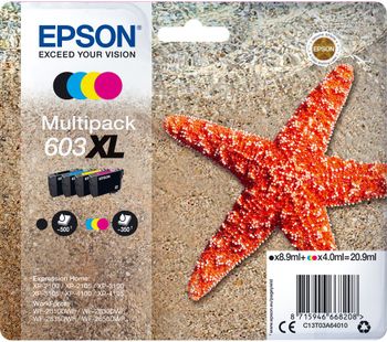 EPSON 603 XL Starfish Cyan, Magenta, Yellow & Black Ink Cartridges - Multipack, Cyan