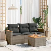 conjunto de sofas de jardin 4 uds  mueble jardin mesa y sillas y cojines ratan sintetico gris cfw832297