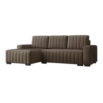 Sofá Rinconero Columbus 154, Marrón, Función De Descanso, Caja De Ropa De Cama