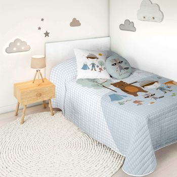 Colcha Bouti Infantil Reversible 100% Algodón Cama 90 Hei Aventura Bosque