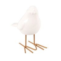 figura de gorrion de loza blanca alt11 cm