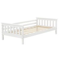 cama infantil con somier de laminas estructura de madera de pino blanco 70 x 140 cm 030005447