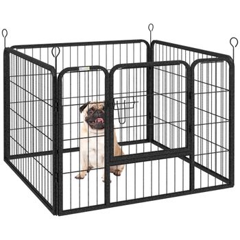 PawHut Parque para Perros de 4 Paneles Parque de Juegos Plegable para Mascotas para Exterior e Interior 82x82x60 cm Gris   Aosom España