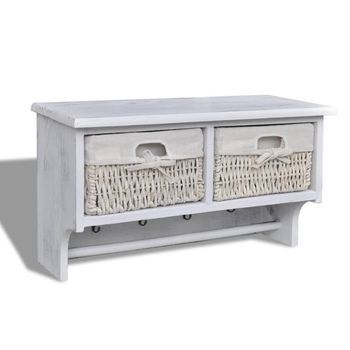 Estante De Pared De Madera De Paulownia Blanco 60x23,5x33 Cm Vidaxl