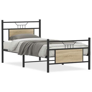 Estructura De Cama Sin Colchón Madera Roble Sonoma 80x200 Cm
