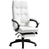 vinsetto silla de oficina funcion de inclinacion reposapies 65x65x125 cm blanca