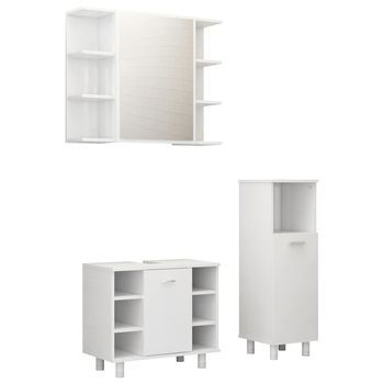 Juego De Muebles De Baño 3 Pzas Madera De Ingeniería Blanco Vidaxl