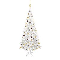 arbol de navidad artificial con luces y bolas blanco 240 cm vidaxl
