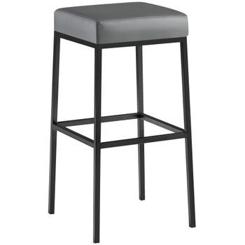 Taburete De Bar Funda De Polipiel Montreal Simil Cuero Gris 37x37x78 Cm Clp