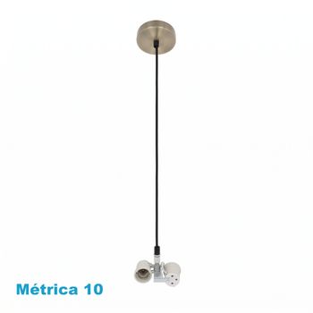 Arm. colgante cara 2xe27 cuero m10 regx10x10 cm