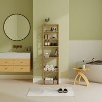 mueble columna de bano forssa de 7 niveles bambu 165 x 42 x 28 cm natural encasa