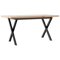 mesa de cafe - mesa de centro marco x madera maciza pino y acero 90x40x455 cm