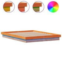 estructura de cama led madera maciza pino marron cera 150x200cm vidaxl