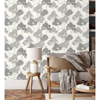 papel pintado vinilico ecologico de arboles color gris y pajaros con efecto texturizado - central park 682078 de gaulan - rollo de 10 m x 052 m