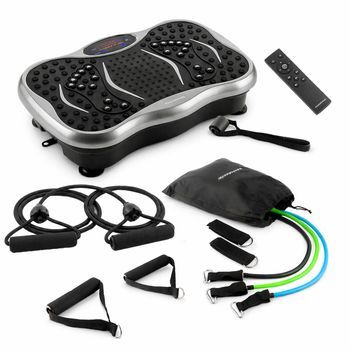 Pack Plataforma Vibratoria Con Altavoz,  Mando A Distancia Y Bandas De Resistencia Con Guía De Ejercicios Innovagoods
