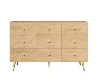 comoda moderna 9 cajones - diseno geometrico elegante - color natural