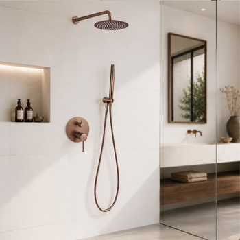 Conjunto De Ducha Empotrado Con Rociador Efecto Lluvia Y Ducha De Mano - Cobre - Lomazoo - Morea