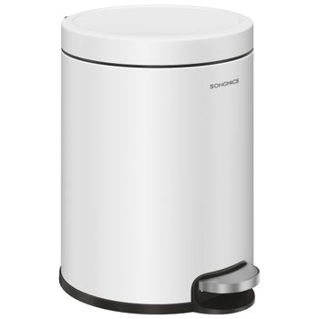 Cubo de basura de baño de 6 l de acero de color blanco