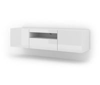 el soporte de tv aura con un estilo moderno mide 42x150x37 cm e incluye 4 estantes y 3 puertas