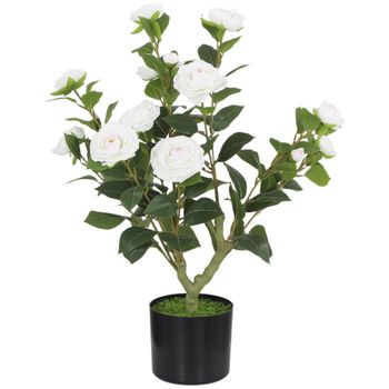 Planta artificial camelia 15x15x65 cm blanco