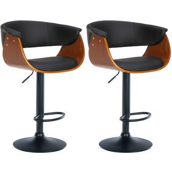 Set De 2 Taburetes De Bar Vestal Simil Cuero Nogal/negro 51x60x90 Cm Clp