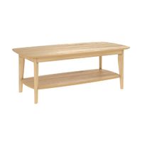 mesa de centro rectangular de madera clara