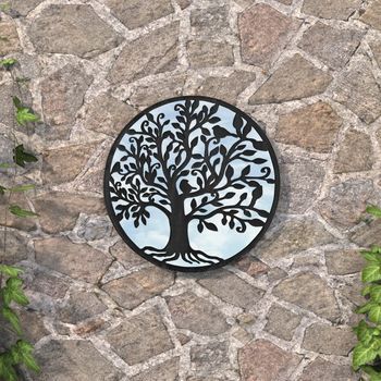 Espejo Decorativo | Espejo De Jardín Redondo Hierro Negro Uso Exterior 40x2,5 Cm Cfw997291