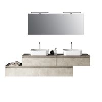 mueble de bano de 9 piezas doble lavabo en melamina color beige piedra