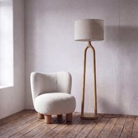 lampara de pie de madera de mango y lino alt 168 cm