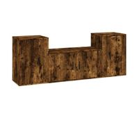 set de muebles de tv 3 piezas madera contrachapada roble ahumado