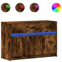 mueble de tv led madera ingenieria roble ahumado 91x34x61 cm vidaxl
