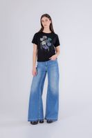 camiseta con flores de lentejuelas black