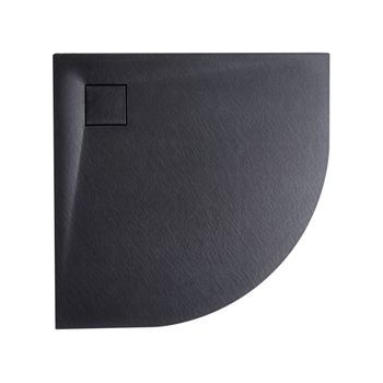 Plato De Ducha Minimalista Con Desagüe Smc Efecto Piedra Natural 80 X 80 X 3 Cm Negro Paron