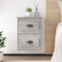 mesita de noche de pared 2 uds - madera contrachapada - gris sonoma 415x36x53cm